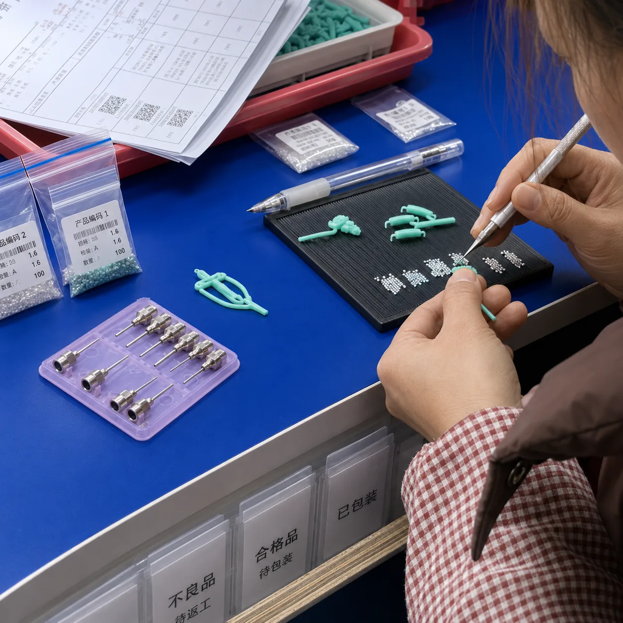 Hand finishing and visual inspection of jewelry components at YUNGSHANG