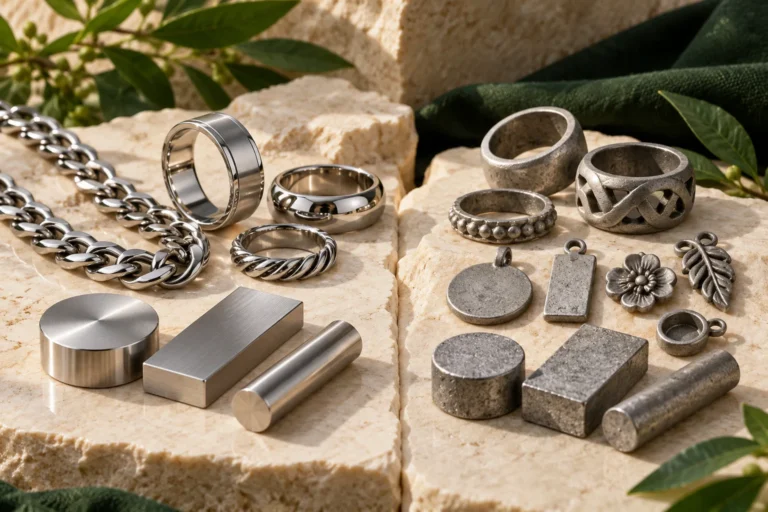 Illustration comparing stainless steel and zinc alloy jewelry components